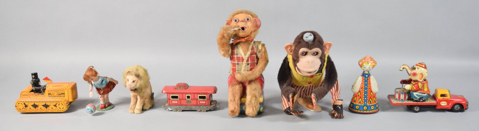 8 Vintage Tin Litho and Mechanical Toys Incl Marusan Robot Bulldozer (1 of 13)