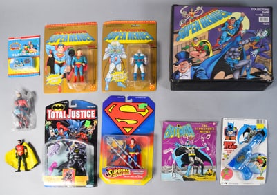 10 Vintage DC Superhero Action Figures and Memorabilia