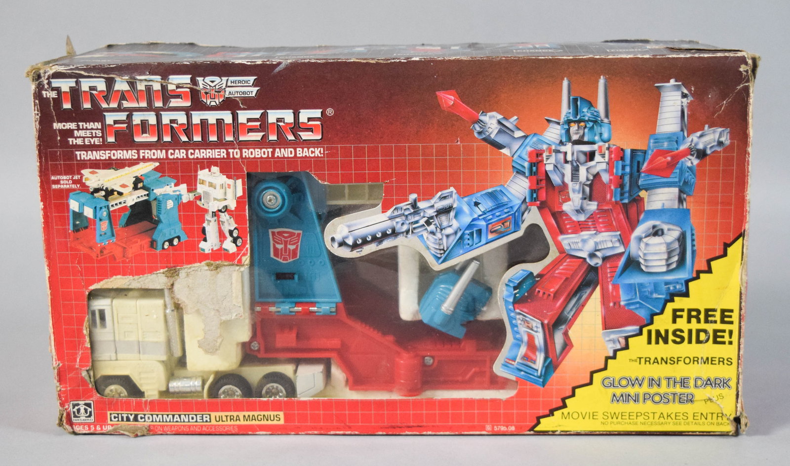 1985 Hasbro Transformers City Commander Ultra Magnus Action Figure in Original Box: Transformers City Commander Ultra Magnus action figure manufactured by Hasbro in 1985. Original box size 7" H x 13" W x 5" D.