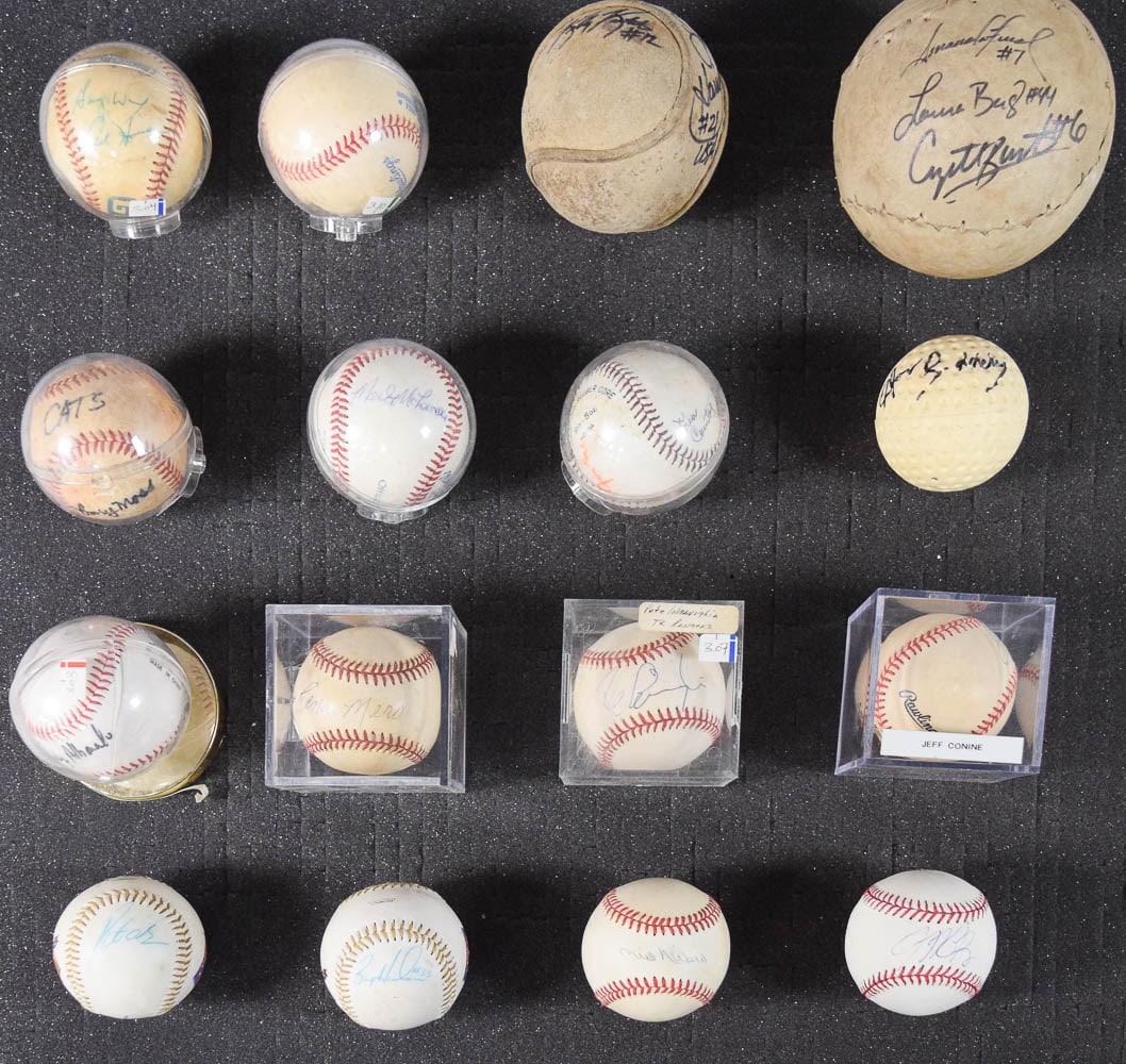 16 Autographed Baseballs and Softballs Late 20th to Early 21st C (1 of 20)