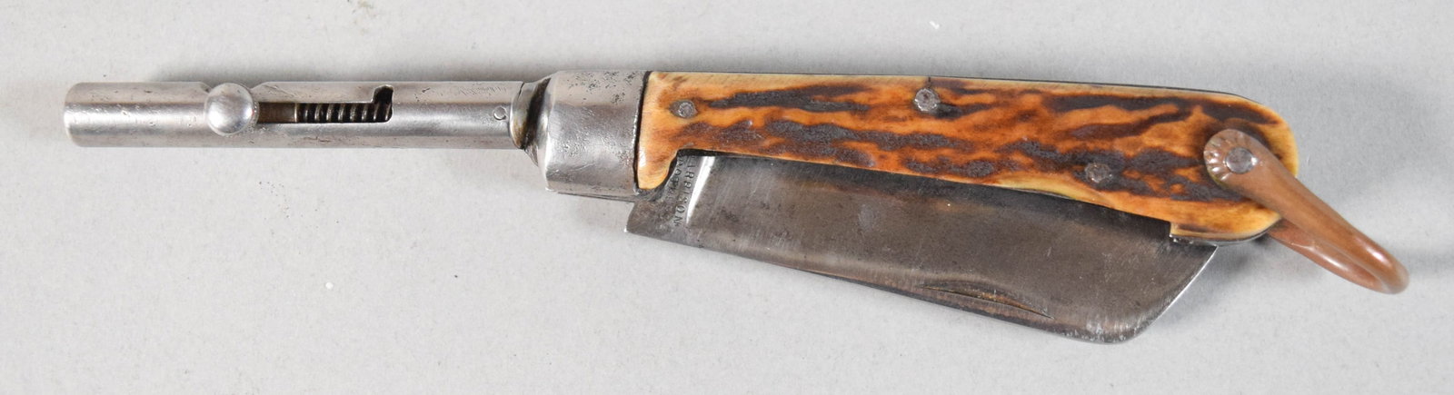 British Harrison Brothers Staghorn Knife-Pistol Combination Tool (1 of 12)