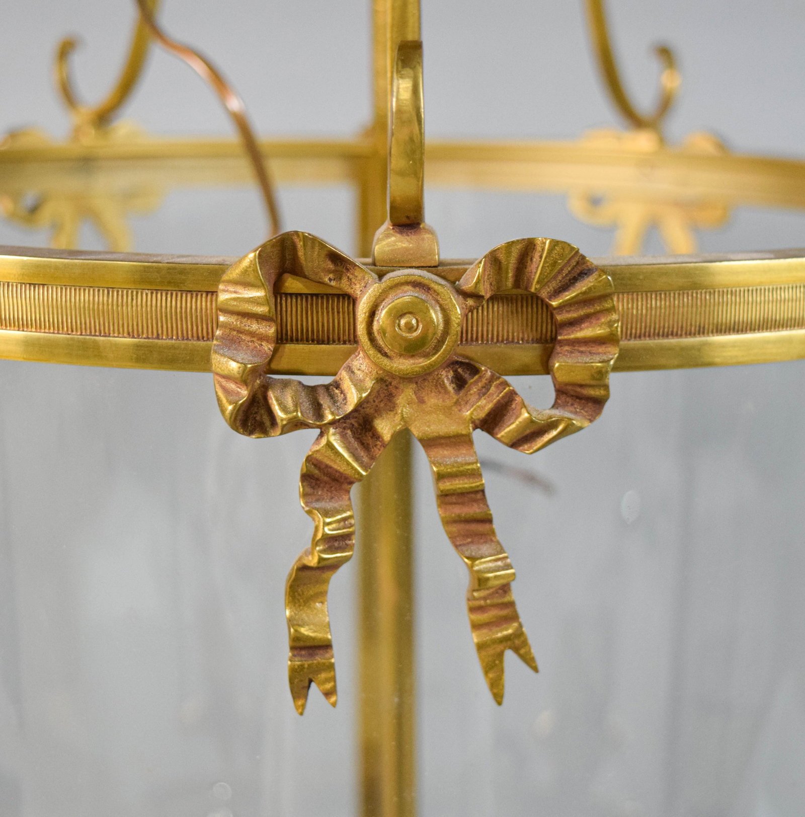 Louis XVI Style Gilt-Metal and Glass Five-Light Lantern Chandelier - 7
