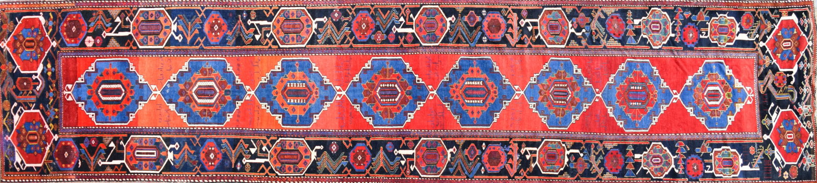 Large Hand-Knotted Persian Tribal Wool Runner 5 x 19 (1 of 14)