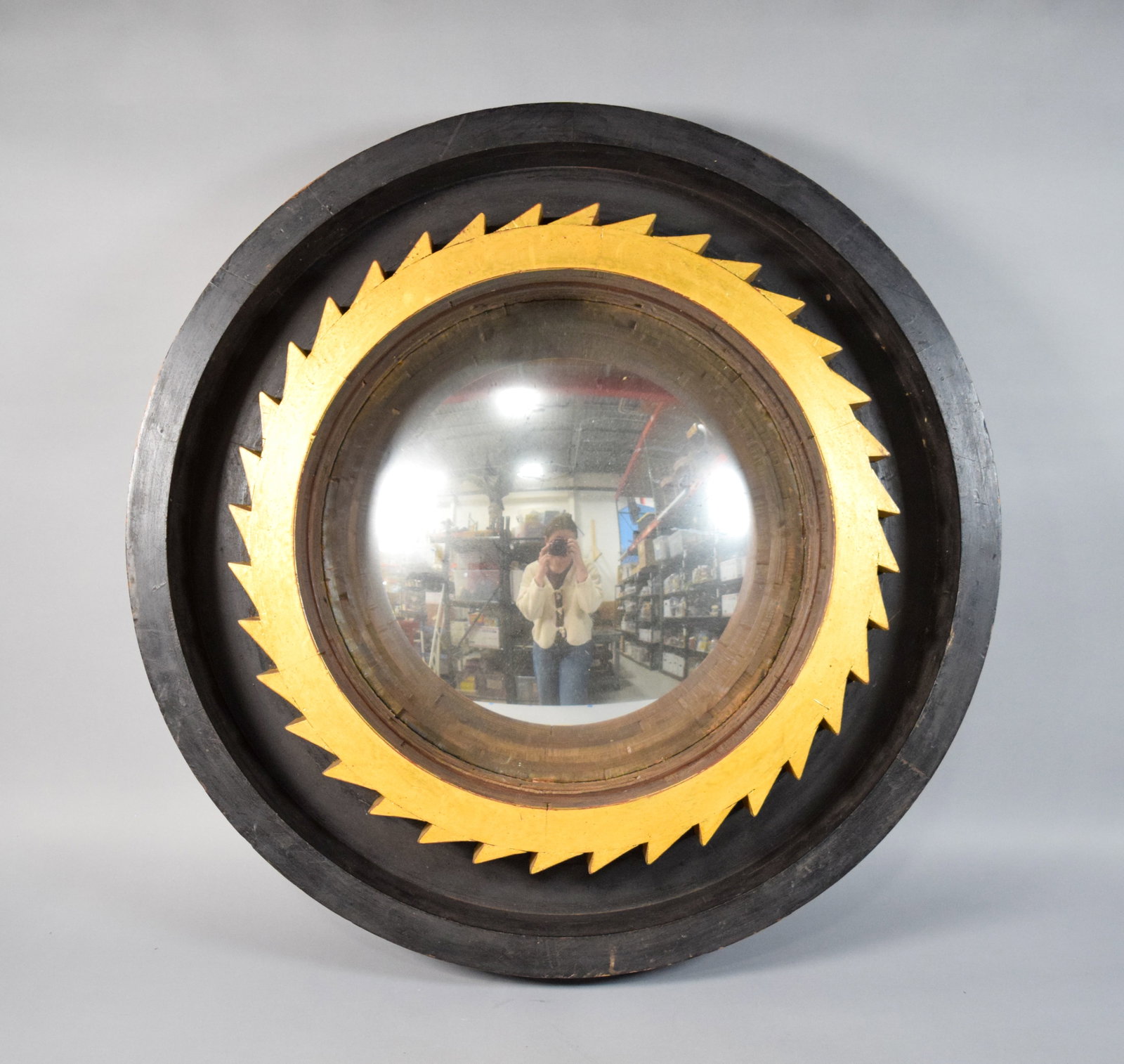Large Fisheye Wall Mirror with Sawtooth Frame (1 of 5)