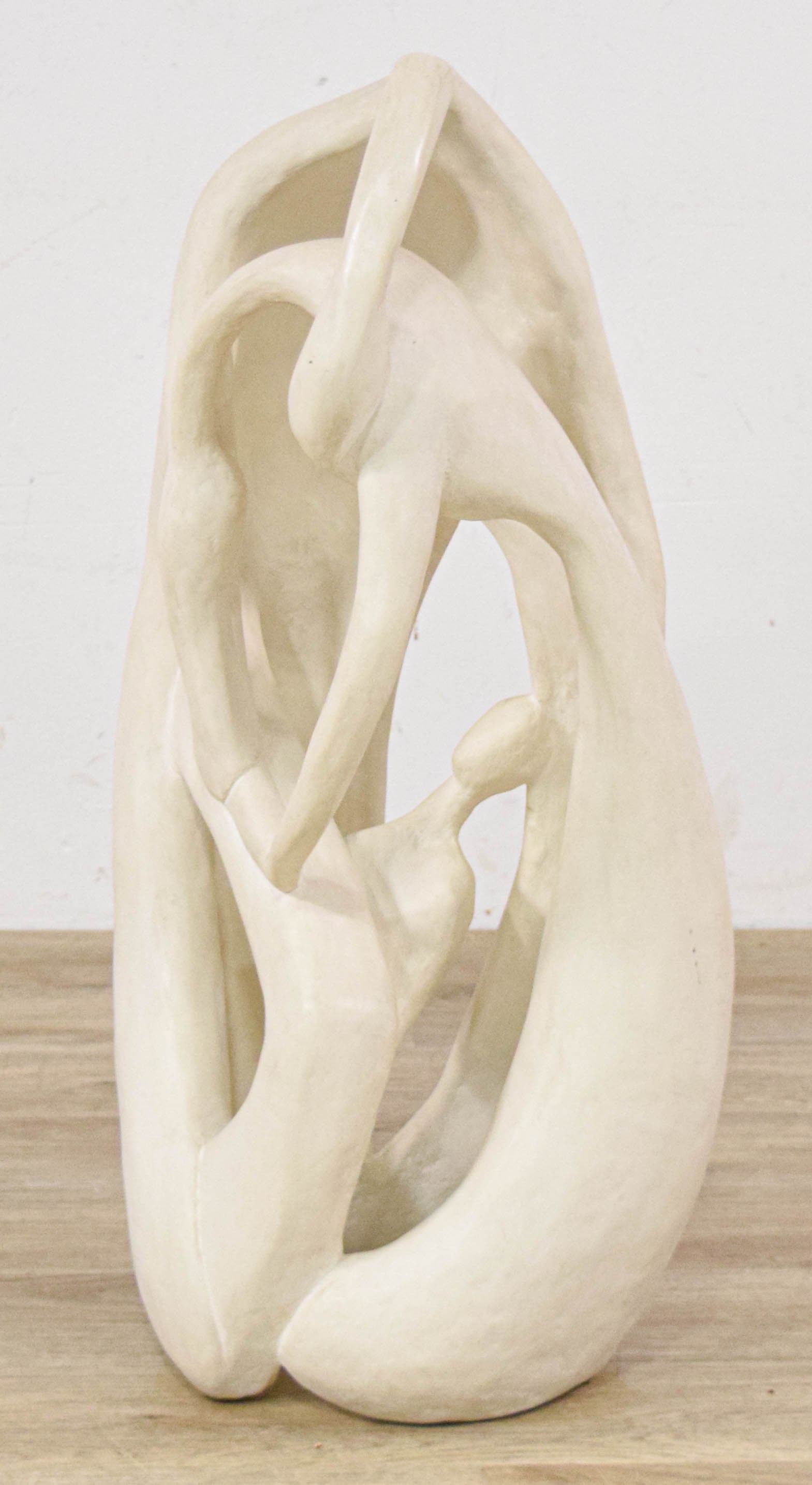Ben Goodkin Modernist Biomorphic Sculpture, 1980: Ben Goodkin (American, 20th Century). Large-scale abstract modernist sculpture with intertwined biomorphic forms. Composite with a smooth, matte finish. Signed B Goodkin near the base and dated 1980. 