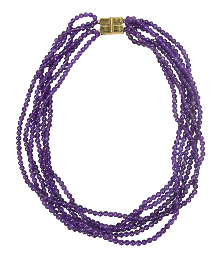 Multi-Strand Amethyst Bead Necklace With 14k Clasp (1 of 6)