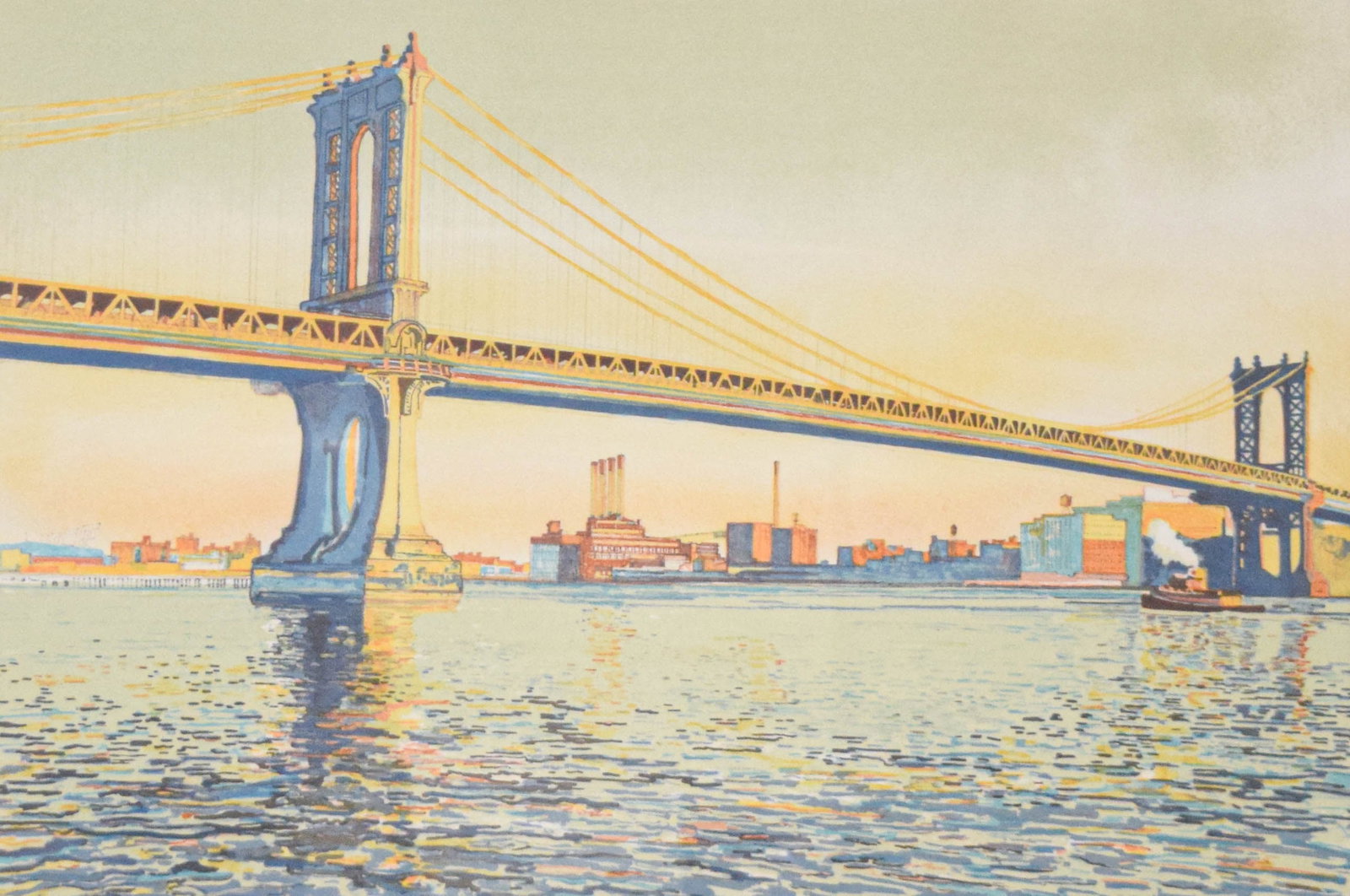 Gael Sellwood Print Manhattan Bridge: Gael Sellwood, Manhattan Bridge, 1981. Signed Gael 81 in the lower right. Numbered 238/275 in the lower left. 21" x 29 1/2" sight size, 31" x 39" with frame.