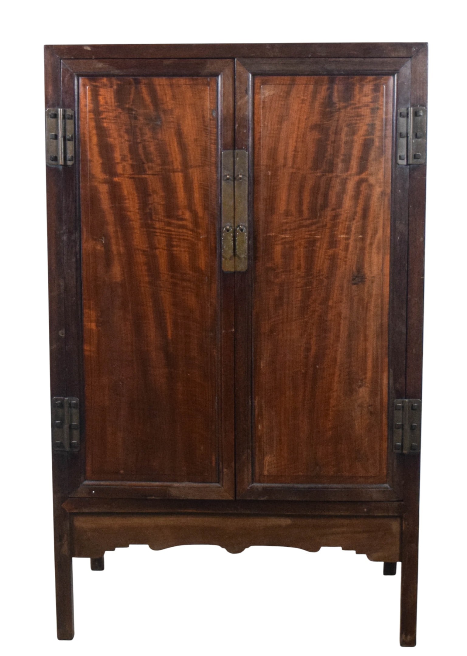 ABC Home Chinese Dresser Cabinet: ABC Home & Carpet Chinese cabinet / dresser. 2 door with 5 interior drawers. ABC label and wax seal on the back panel. 55 1/8"H x 33 3/4"W x 20 3/8"D. Scratches throughout and deepe