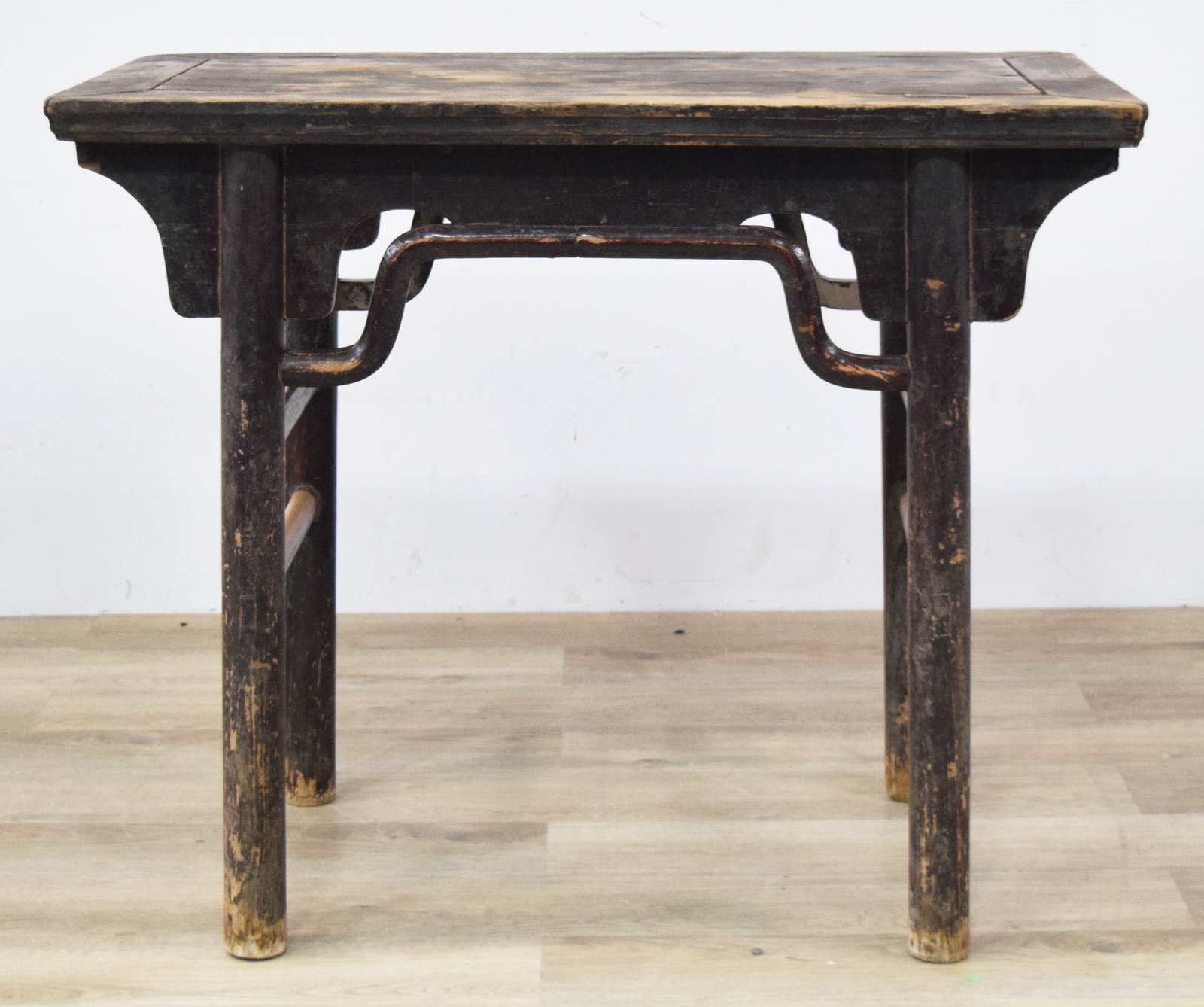 Ming Style Chinese Wine Table: Chinese Ming style altar or console table. Elmwood with lacquered finish. 31" H x 37" W x 19 1/4" D.