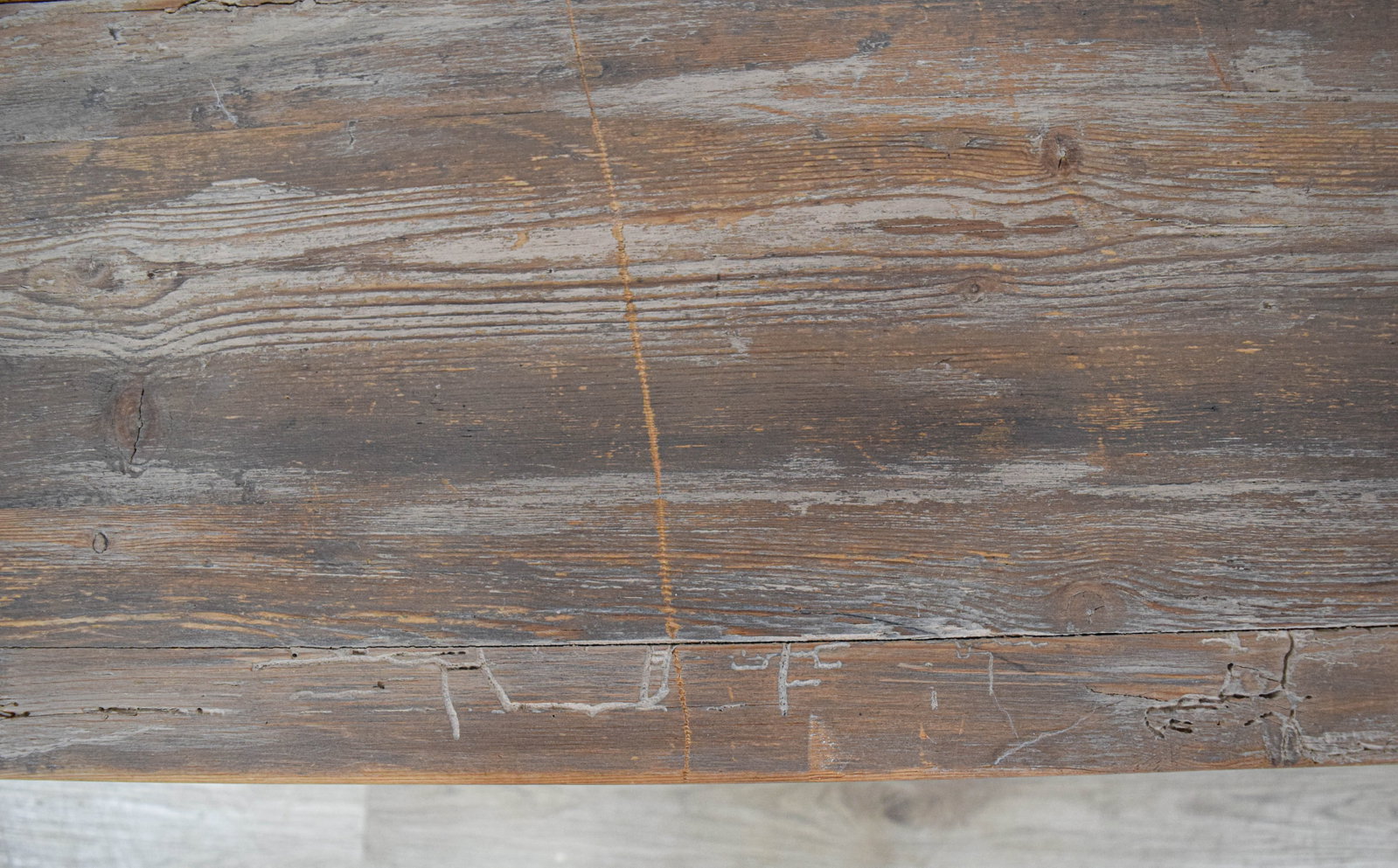 Large Primitive Chip-Carved Solid Wood Dining Table - 6