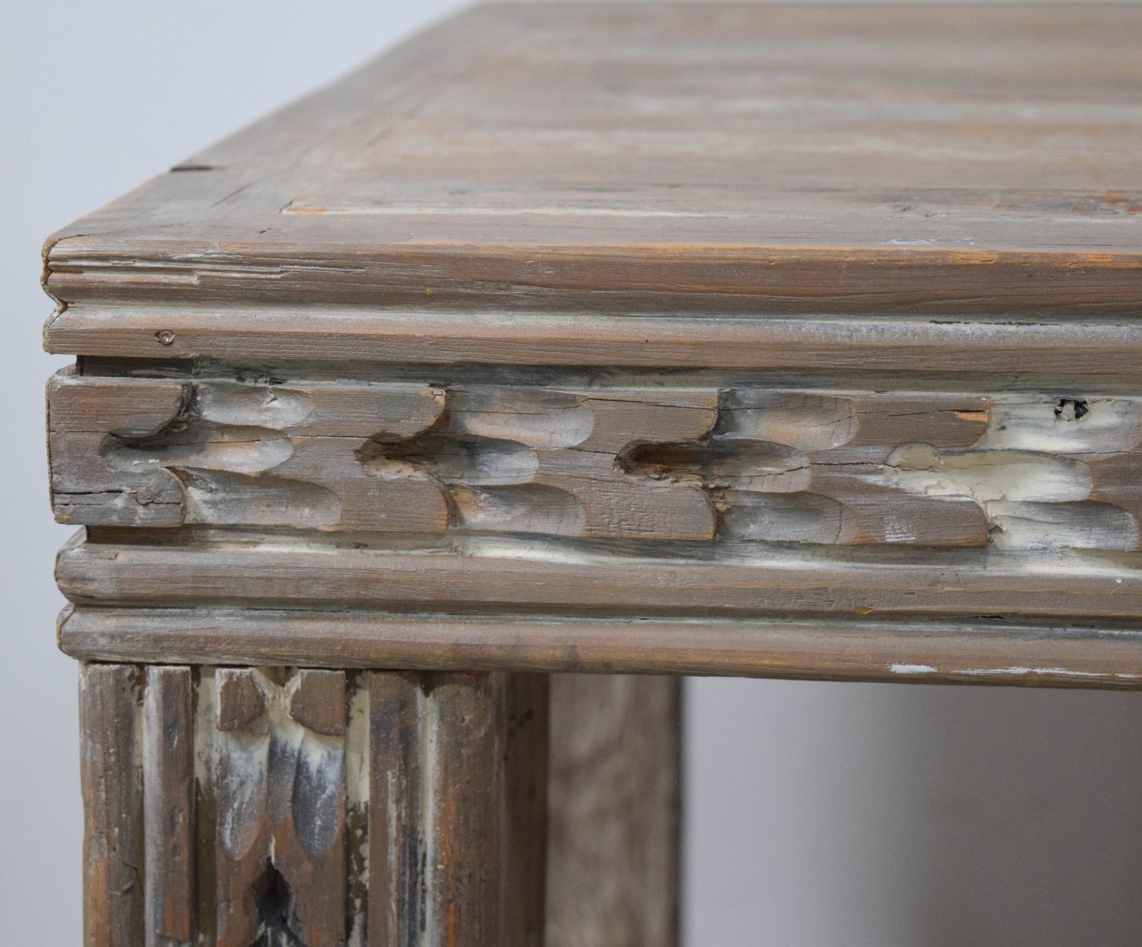 Large Primitive Chip-Carved Solid Wood Dining Table - 8