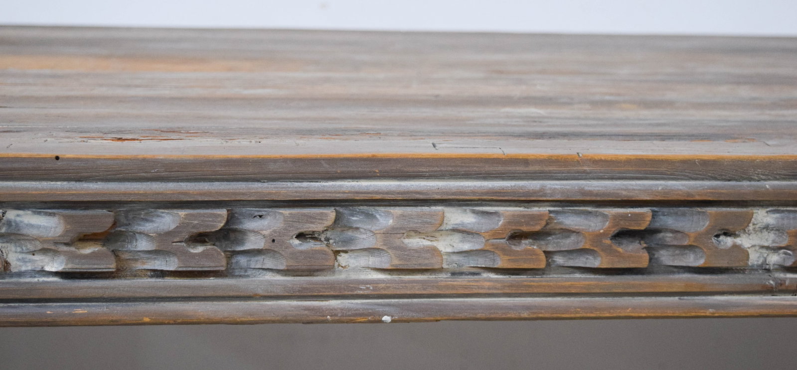 Large Primitive Chip-Carved Solid Wood Dining Table - 9