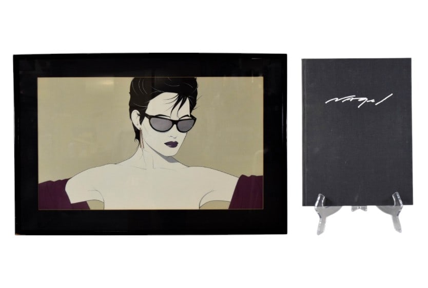 Patrick Nagel Serigraph and Art of Nagel Hardcover Book: Patrick Nagel (American, 1945-1984). Serigraph, Silver Sunglasses. Signed lower left. Also includes Nagel: The Art of Patrick Nagel, bound hardcover book with slipcase. First edition, September 1985, 