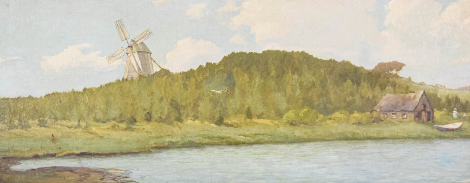Signed A.H.C. Oil on Canvas Large-Scale Dutch Landscape (1 of 10)