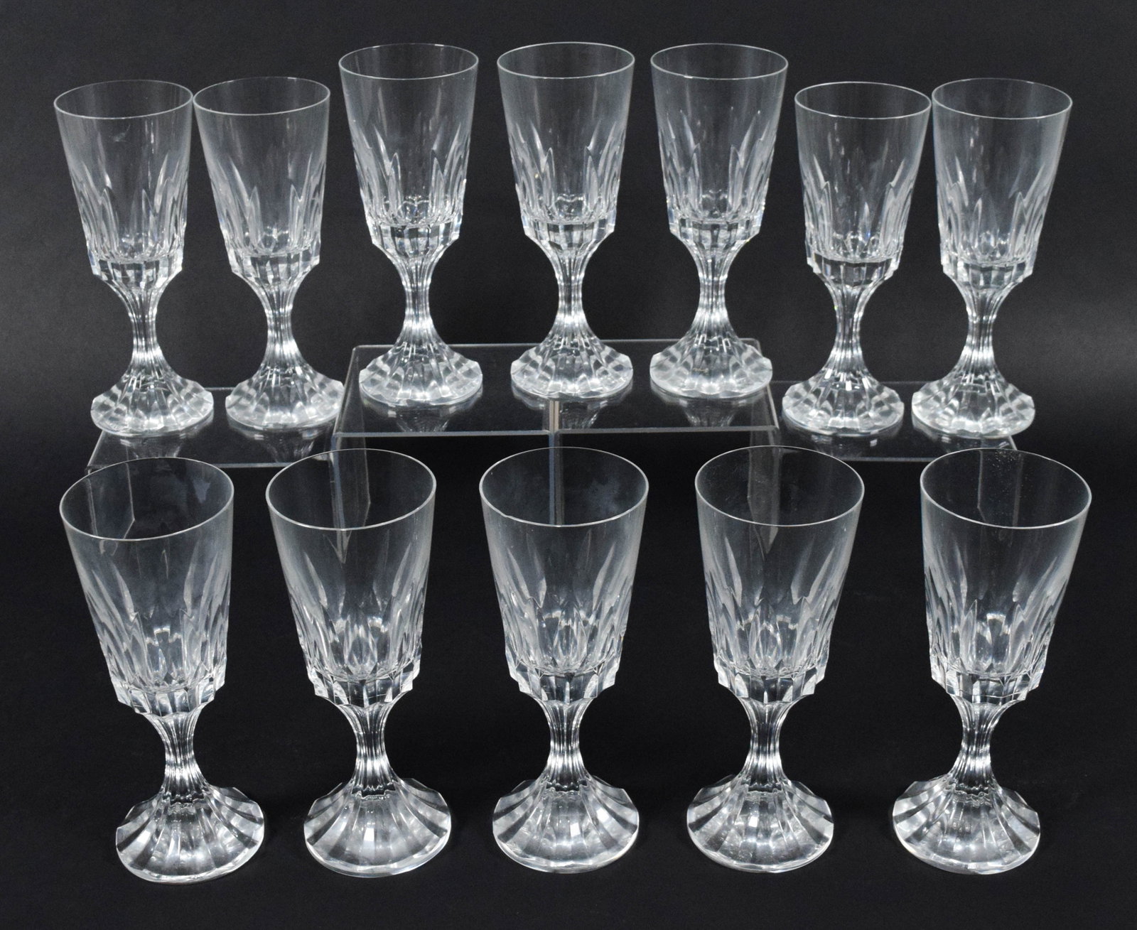 A Set of 12 Baccarat D'Assas Pattern Cut Crystal Stemware (1 of 10)