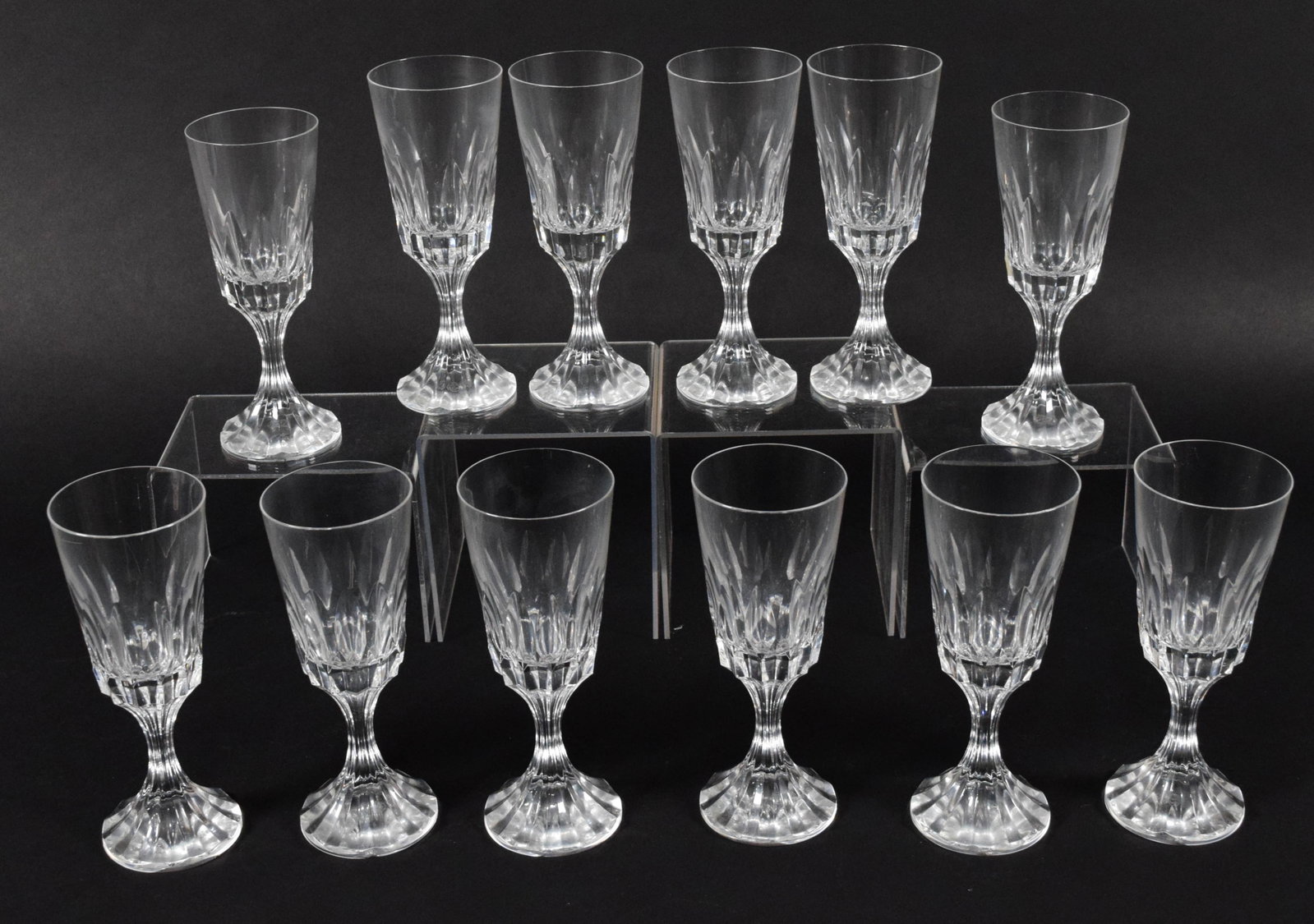 A Set of 12 Baccarat Crystal Stemware Glasses in the D'Assas Pattern (1 of 9)