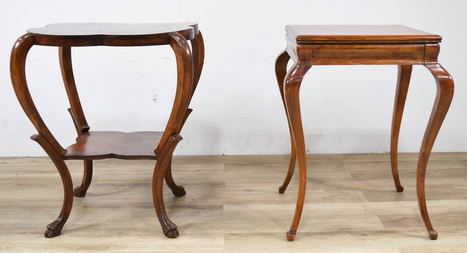 Two Queen Anne Revival Style Oak Side Tables (1 of 20)