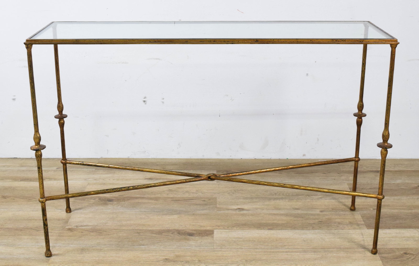 Glass Top Gilt Metal Console Table (1 of 9)