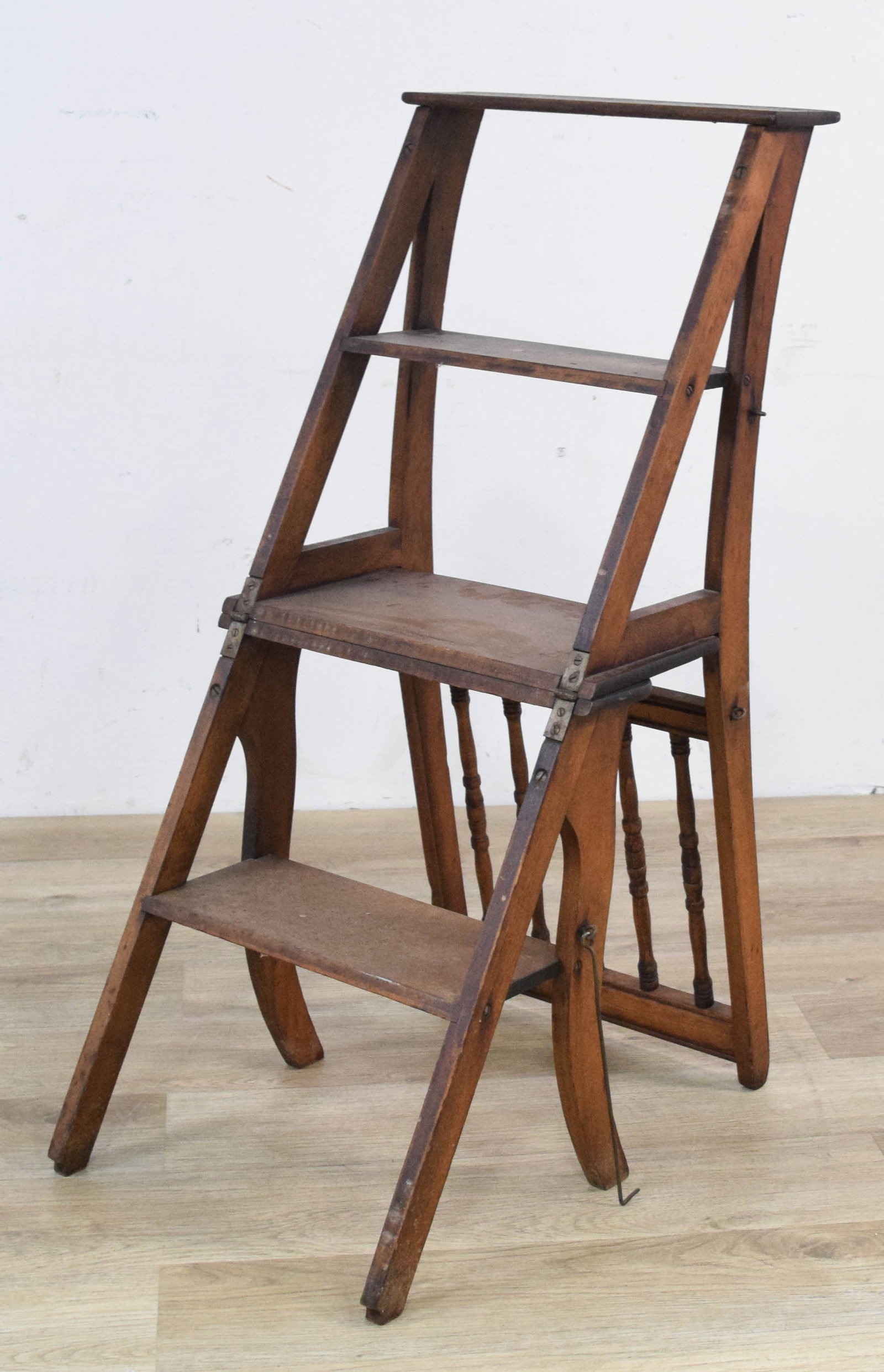 Antique Hardwood Metamorphic Library Step Chair (1 of 9)