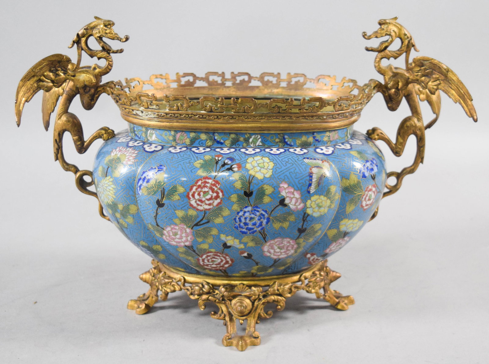 Chinese Cloisonne Enamel and Gilt Bronze Mounted Jardiniere Retailed by Au Bon Marche (1 of 11)