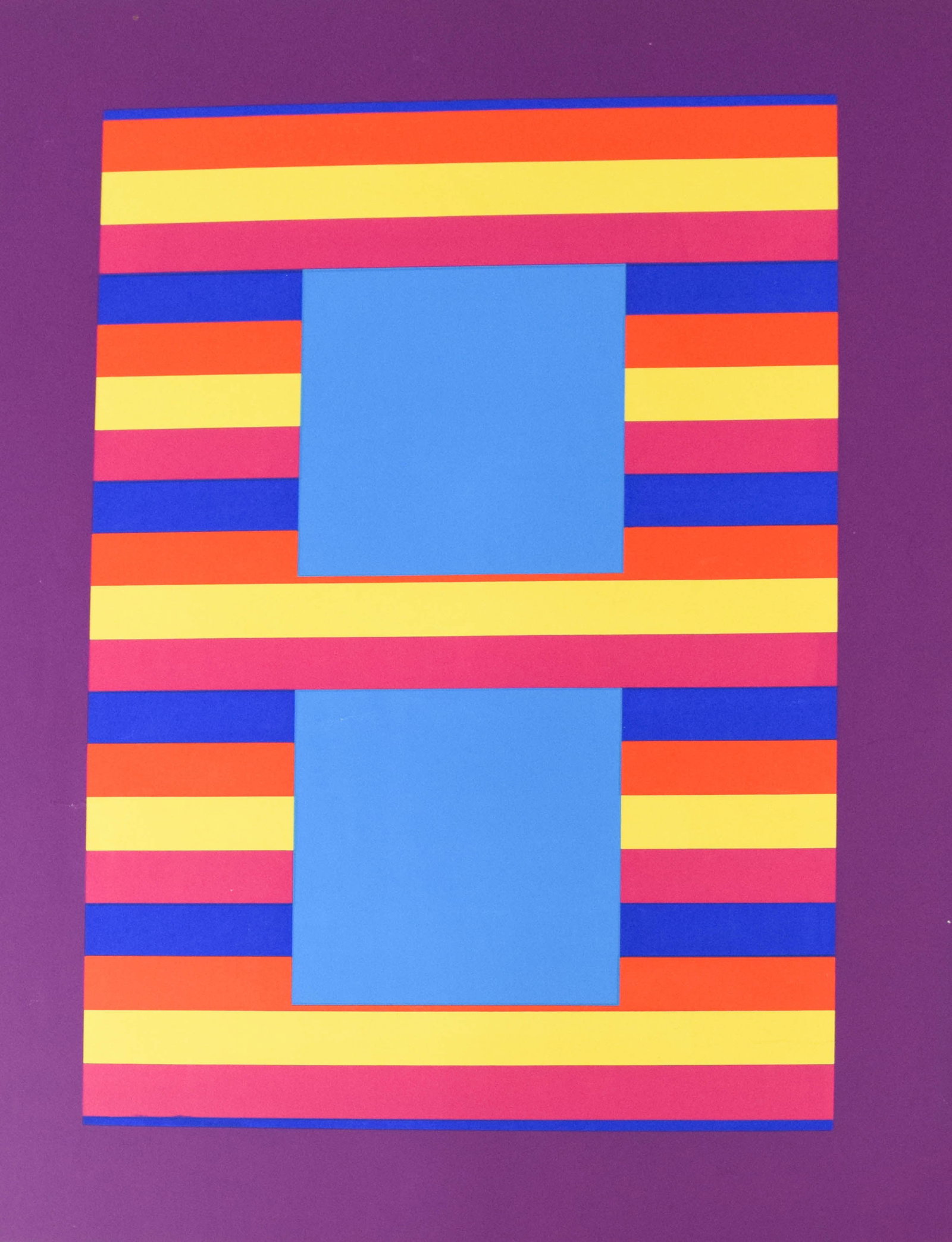 Earl Beauford Miller Screenprint Tone Poem with Two Blue Squares, 1973: Earl Beauford Miller (American, 1930-2003). Screenprint, Tone Poem with Two Blue Squares, 1973. Pencil signed and dated Earl Miller 1973 lower right. Numbered 40/150 lower left. Handwritten dedication