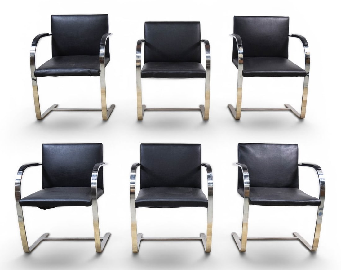 Set of 6 Mies Van Der Rohe Style Cantilever Armchairs (1 of 18)