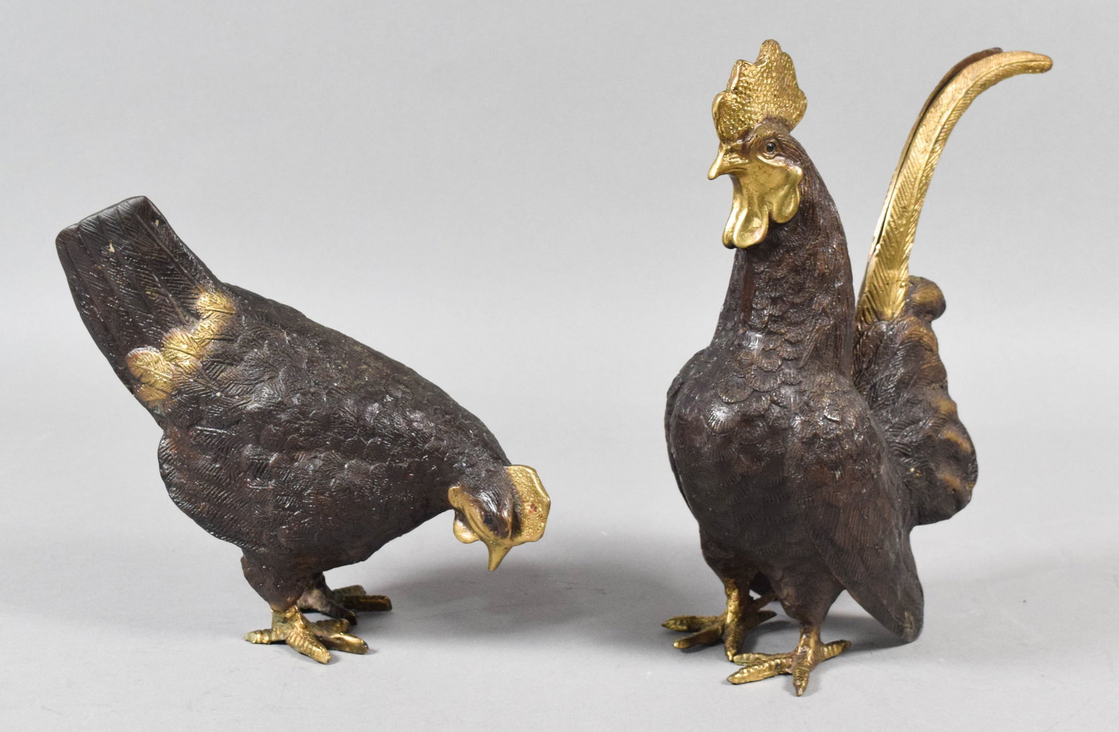 A Pair of Gilt Accented Patinated Bronze Roosters (1 of 13)