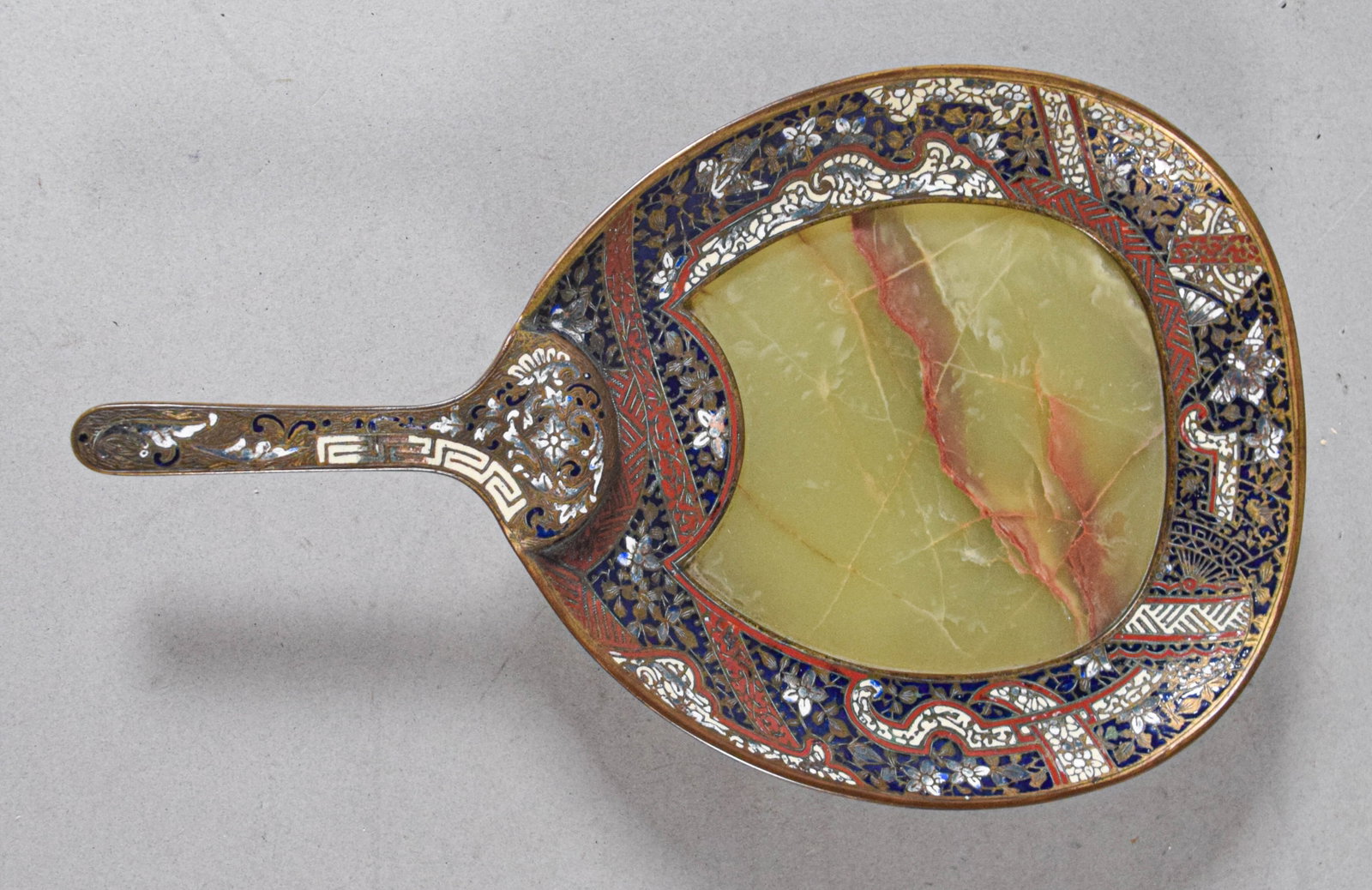 Champleve Enamel and Onyx Footed Fan-Shaped Tray (1 of 6)