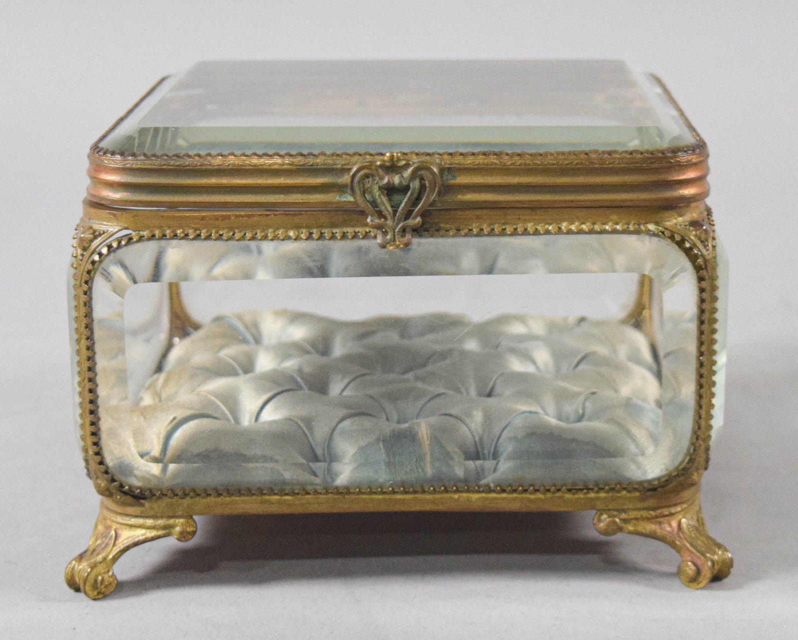 Antique French Beveled Glass and Gilt-Brass Jewelry Casket (1 of 10)