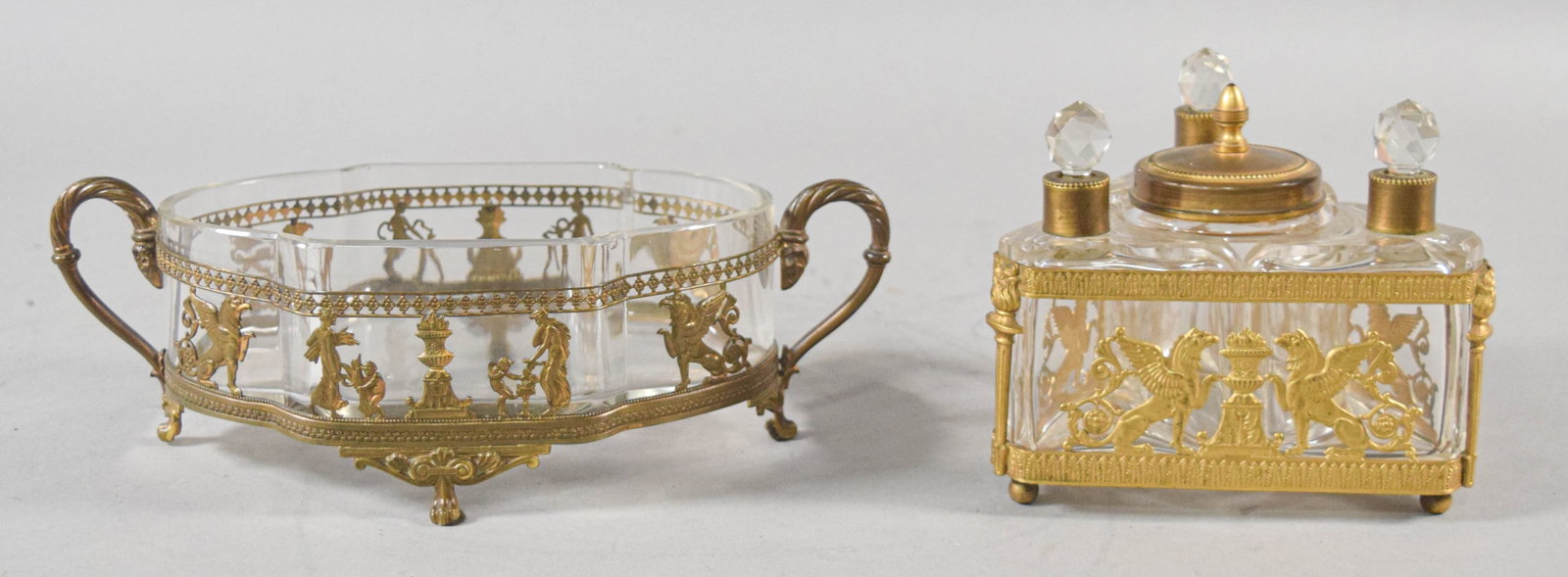A Neoclassical Style Gilt Metal and Glass Scent Caddy and Centerpiece Bowl (1 of 13)