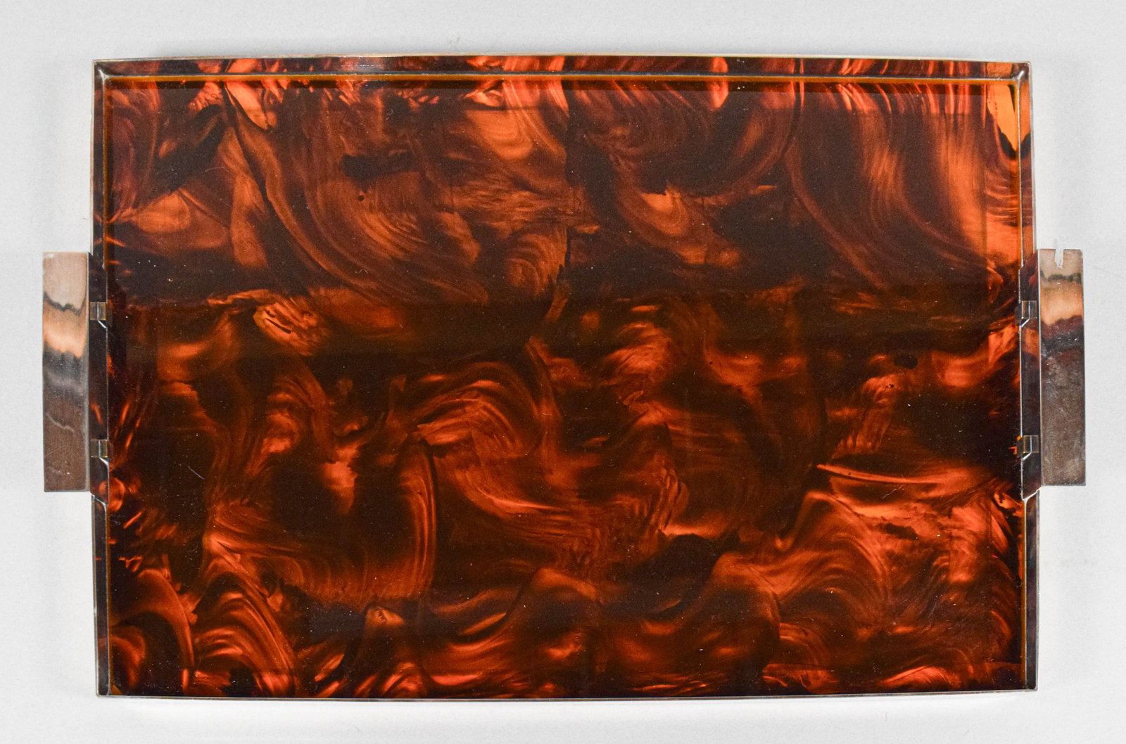Mid-Century Modern Faux-Tortoiseshell Lucite Metal Tray (1 of 5)