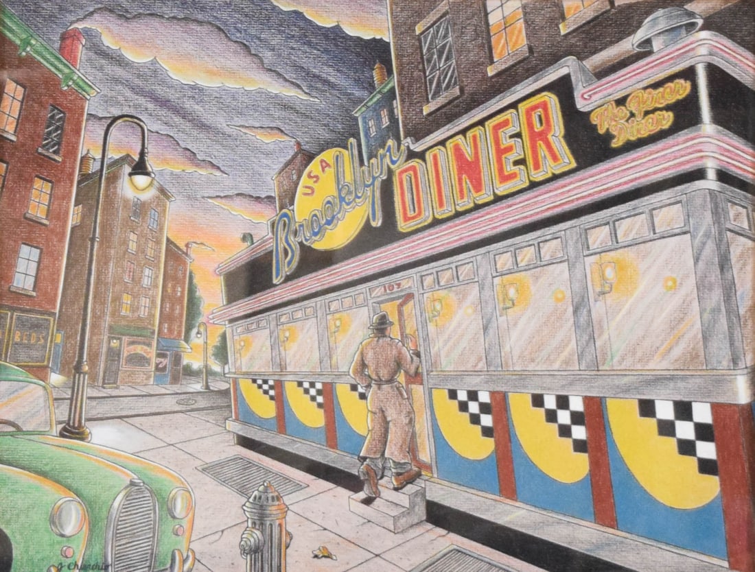J. Chierchio Colored Pencil Drawing Brooklyn Diner (1 of 7)
