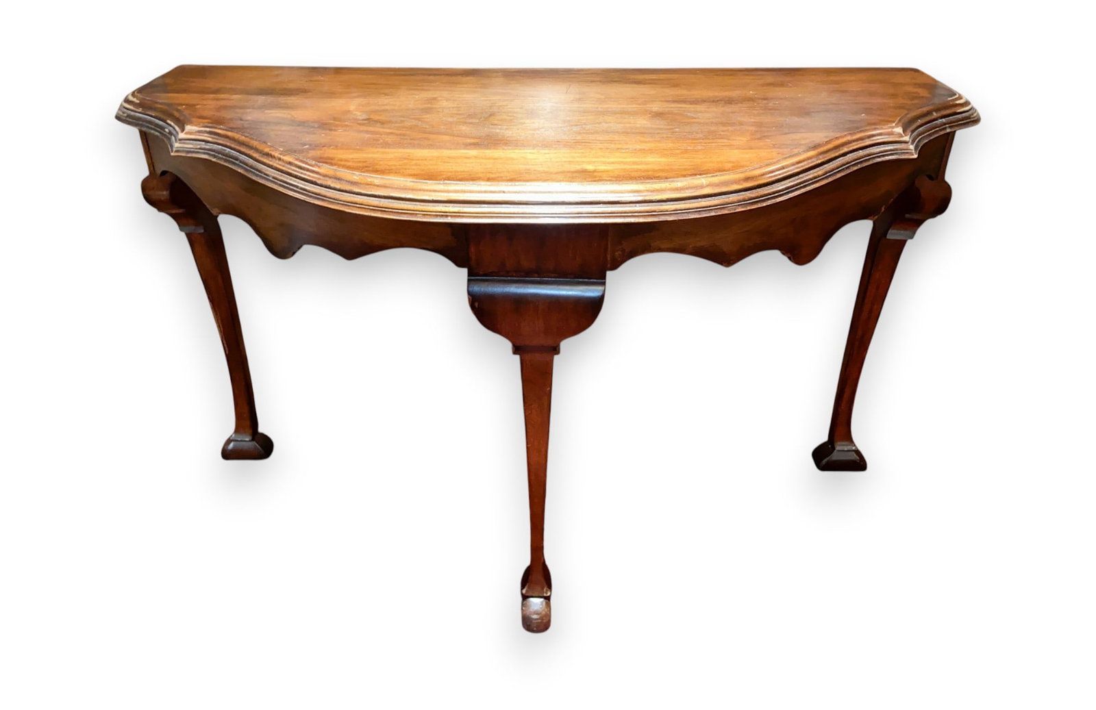 Vintage Queen Anne Style Mahogany Demilune Console Table (1 of 5)
