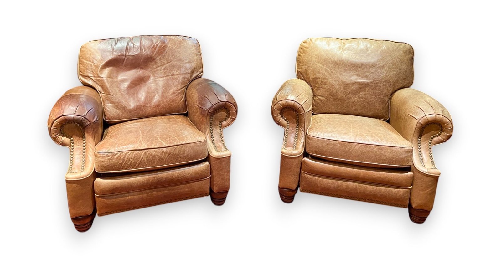 A Pair of Barcalounger Leather Reclining Club Chairs (1 of 13)