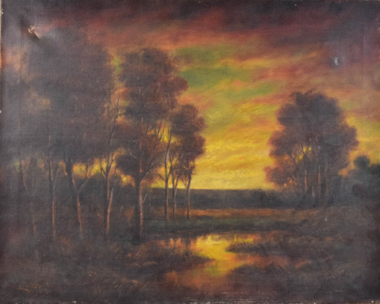 S. Pritchard Acrylic on Canvas Tonalist Landscape (1 of 8)