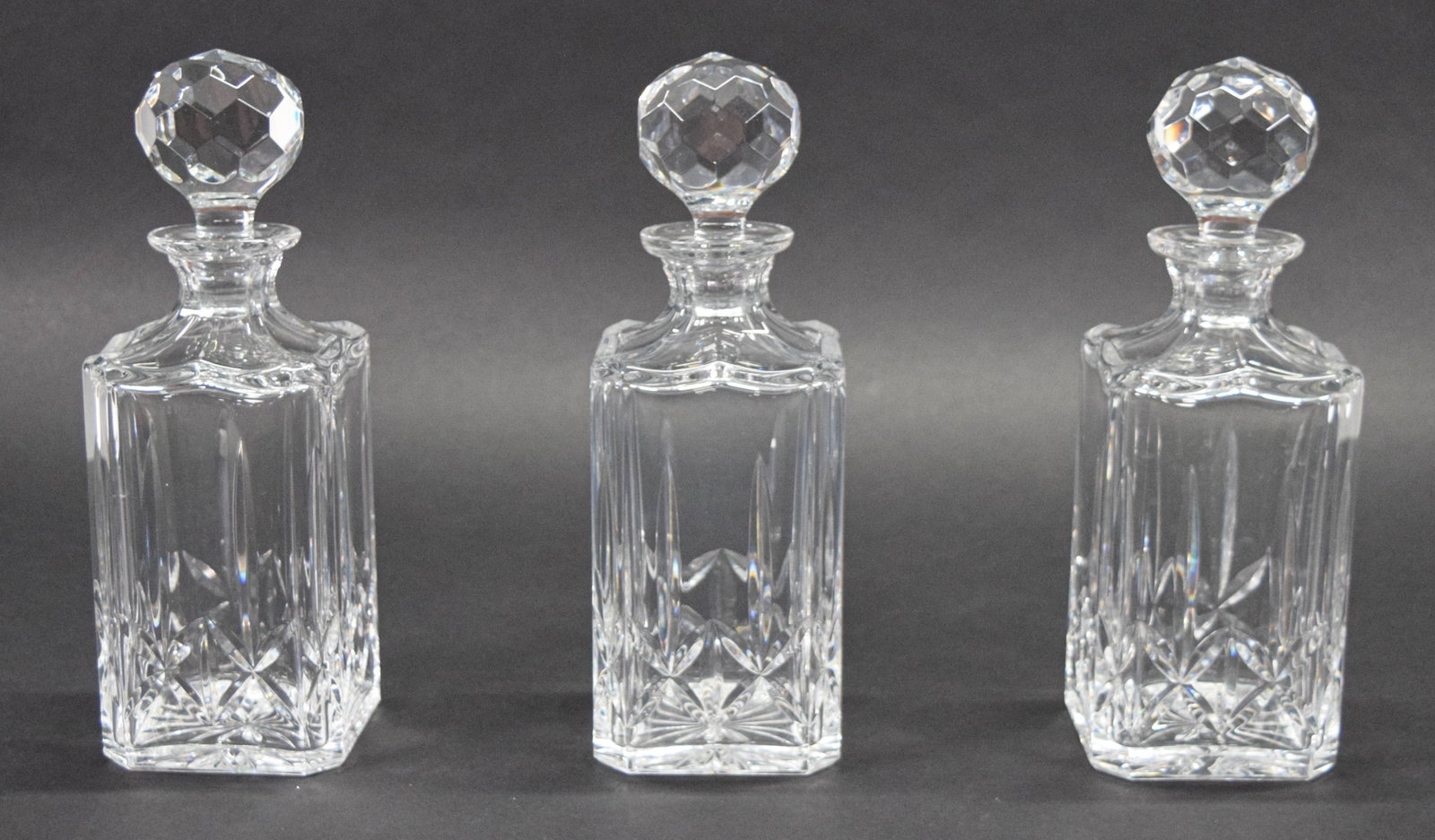 Trio of Atlantis Lead Crystal Square Spirit Decanters (1 of 17)