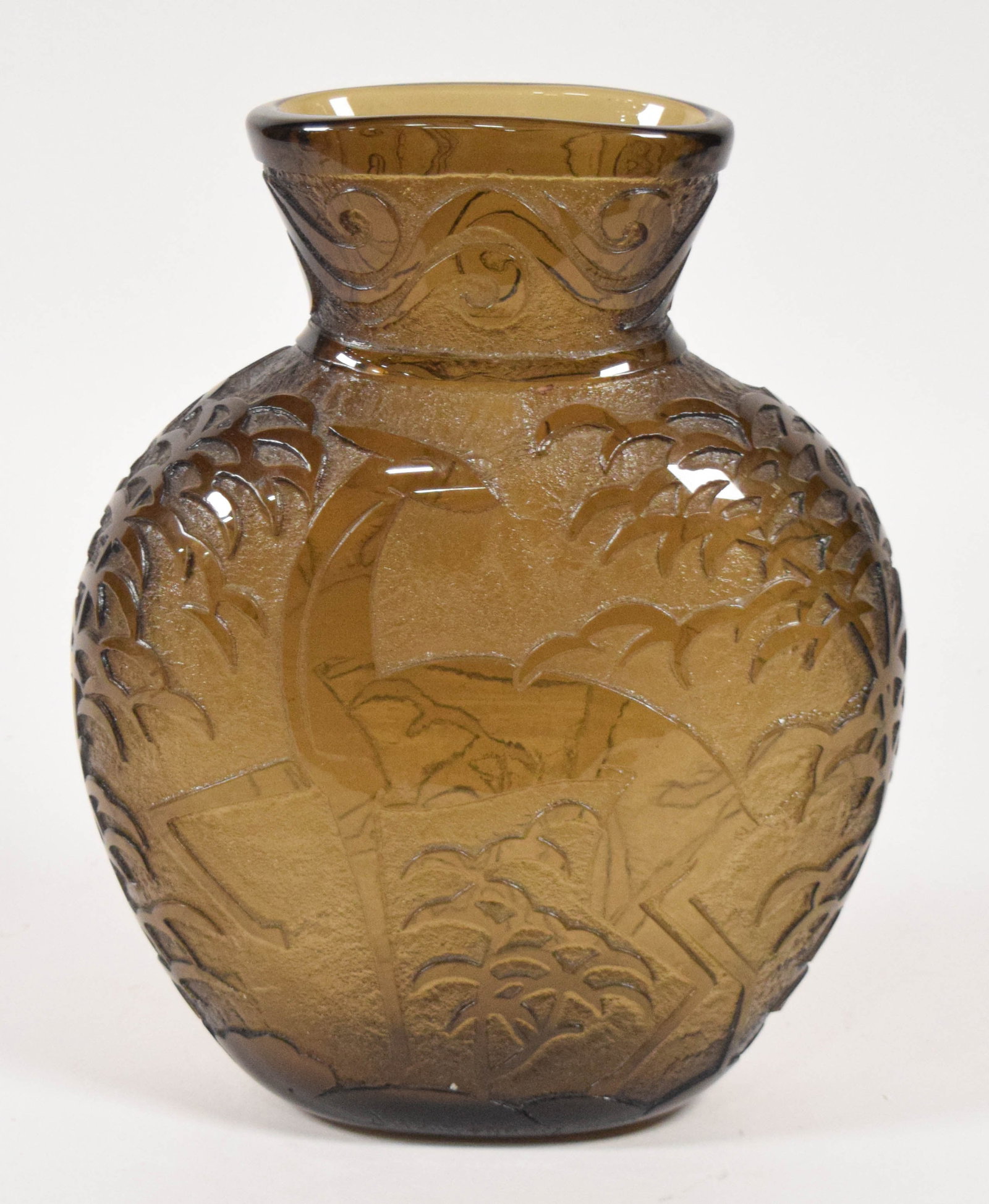 Pierre d'Avesn for Daum Nancy Art Deco Acid Etched Cameo Glass Gazelle Vase (1 of 10)