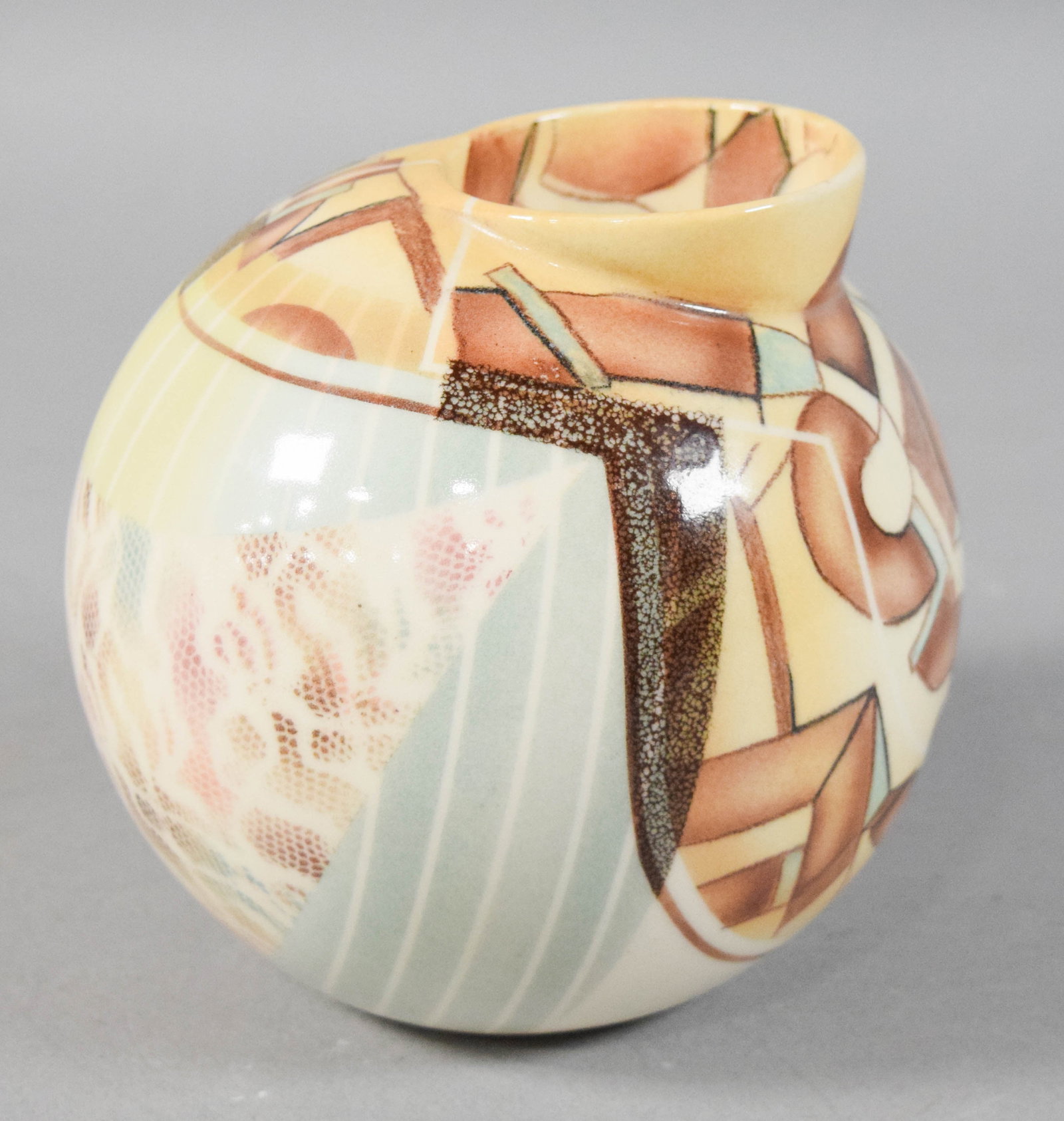 Studio Pottery Asymmetric Globe Vessel (1 of 9)