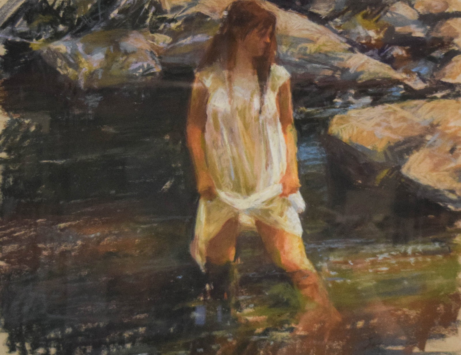 Richard Segalman Pastel Woman Wading in a Stream (1 of 6)