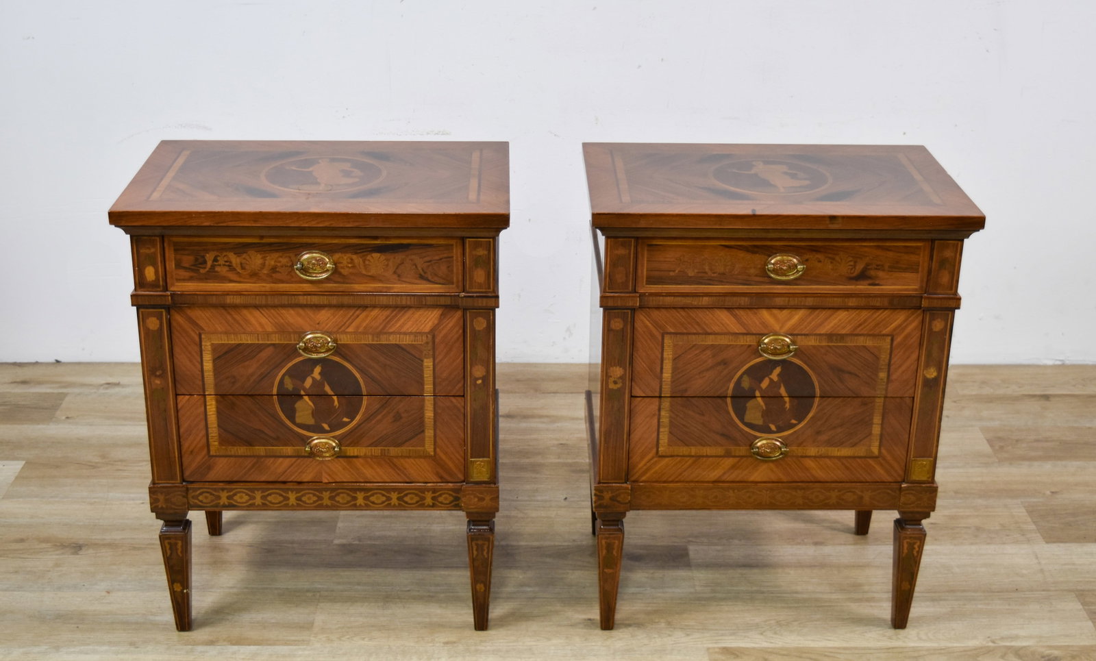 A Pair of Mastro Cappellini Louis XVI Style Marquetry Bedside Chests (1 of 14)