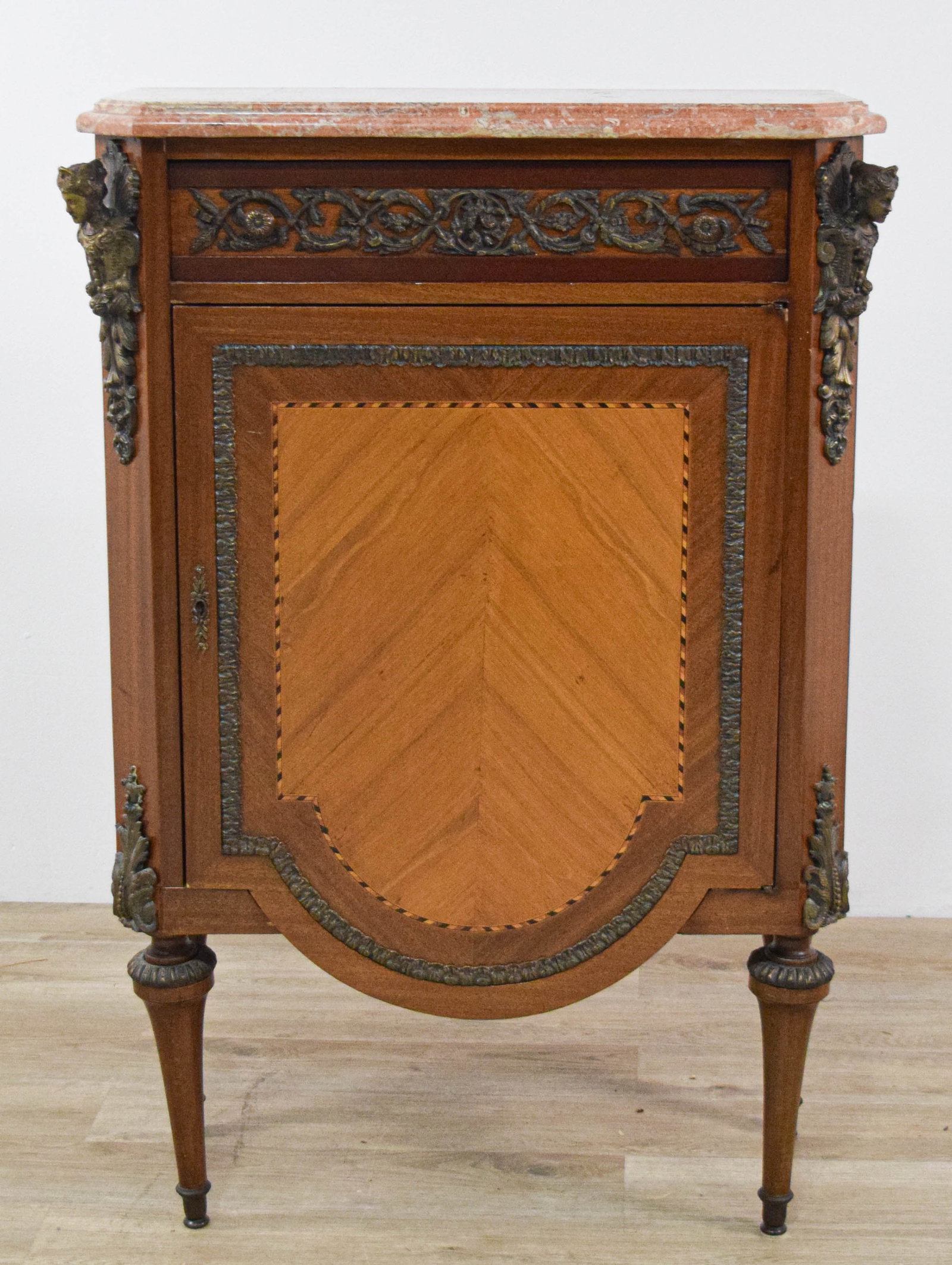 Napoleon III Style Marquetry and Marble Top Side Cabinet (1 of 14)