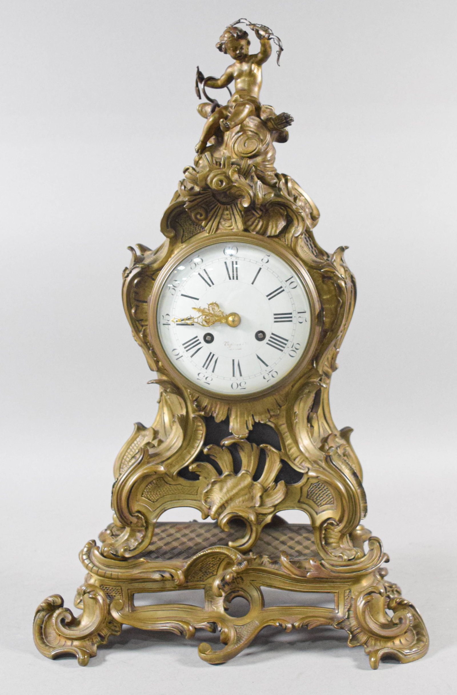 Tiffany and Co. Gilt Brass Rococo Revival Mantel Clock (1 of 12)