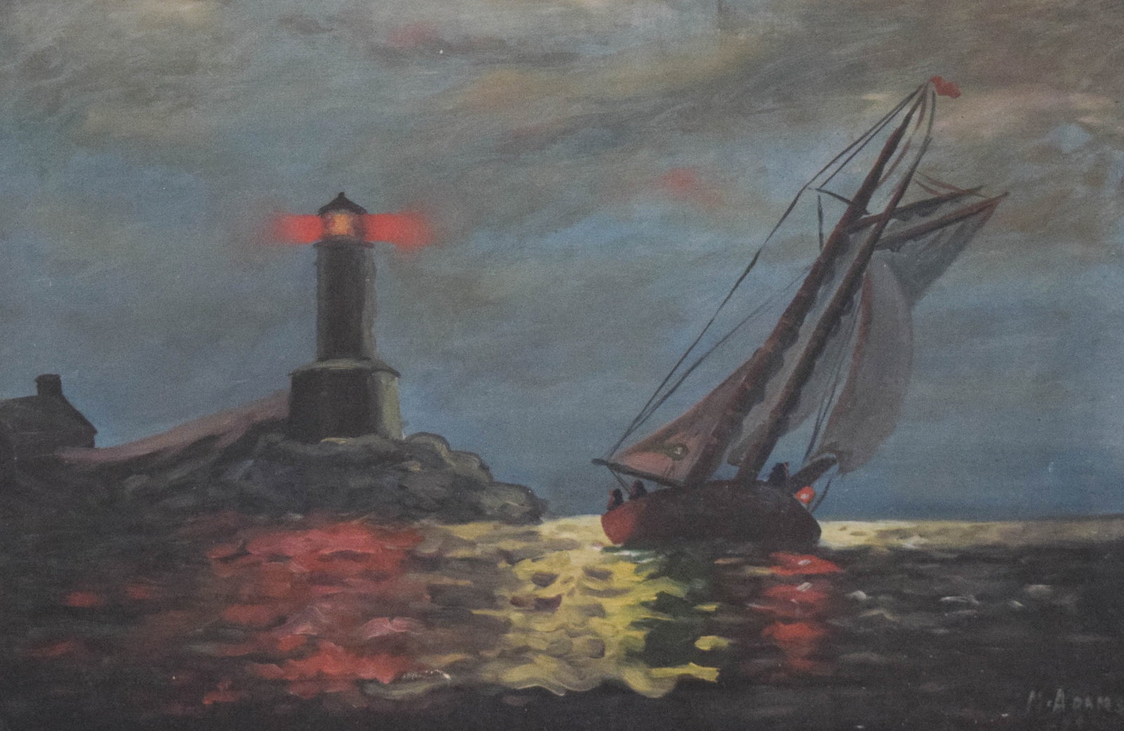 M. Adams Oil on Canvas Maritime Scene (1 of 7)
