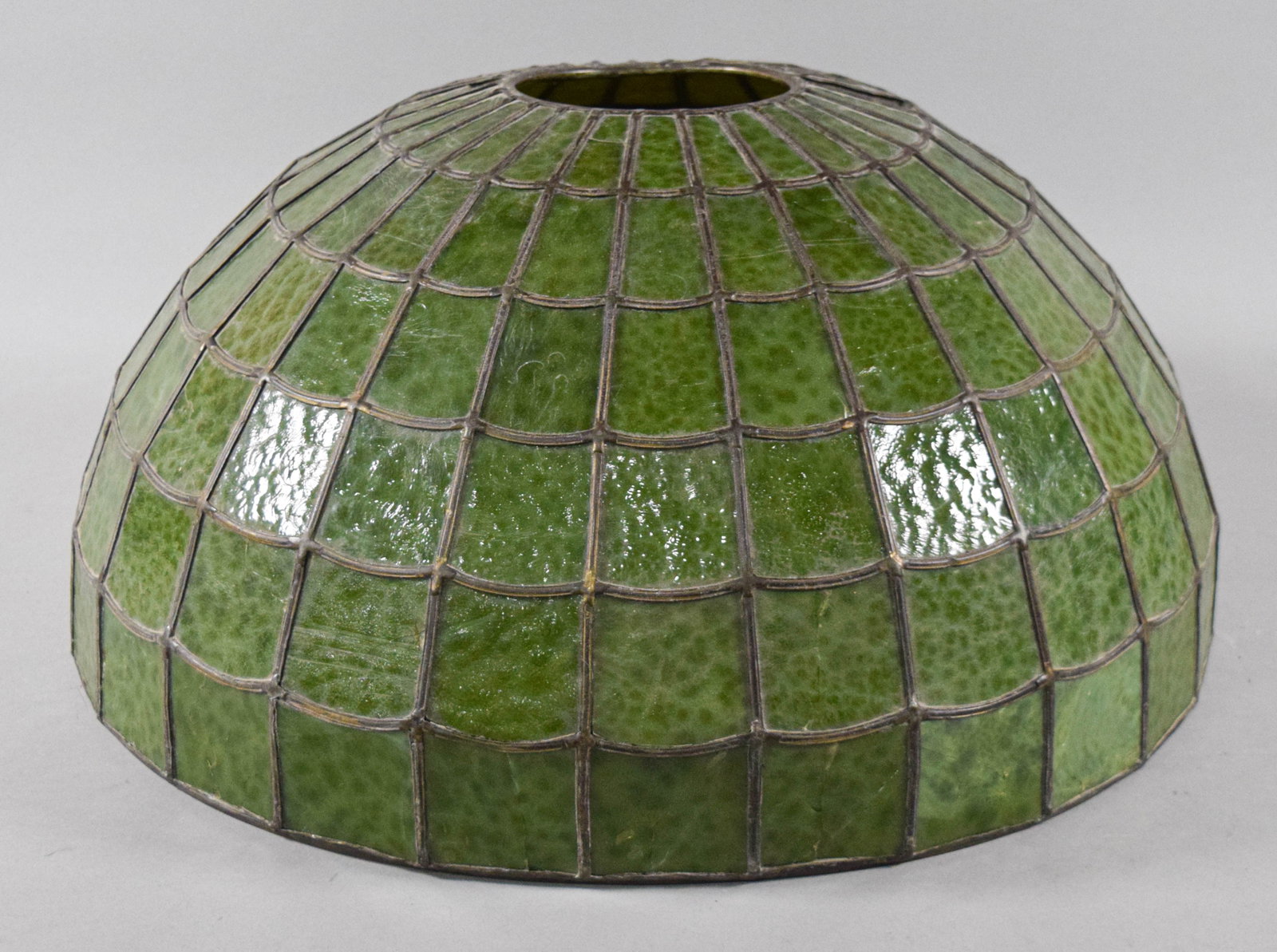 Large Leaded Green Slag Glass Dome Lamp Shade (1 of 14)