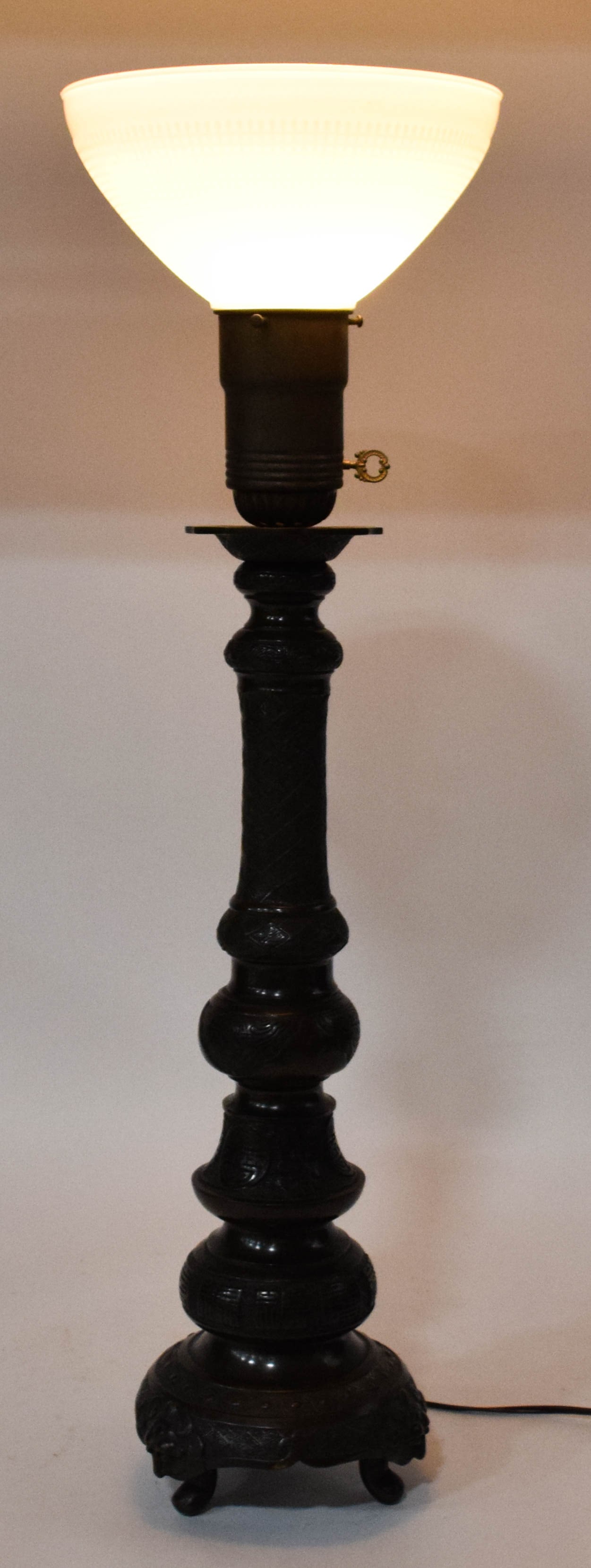 Japanese Bronze Candlestick Table Lamp (1 of 9)