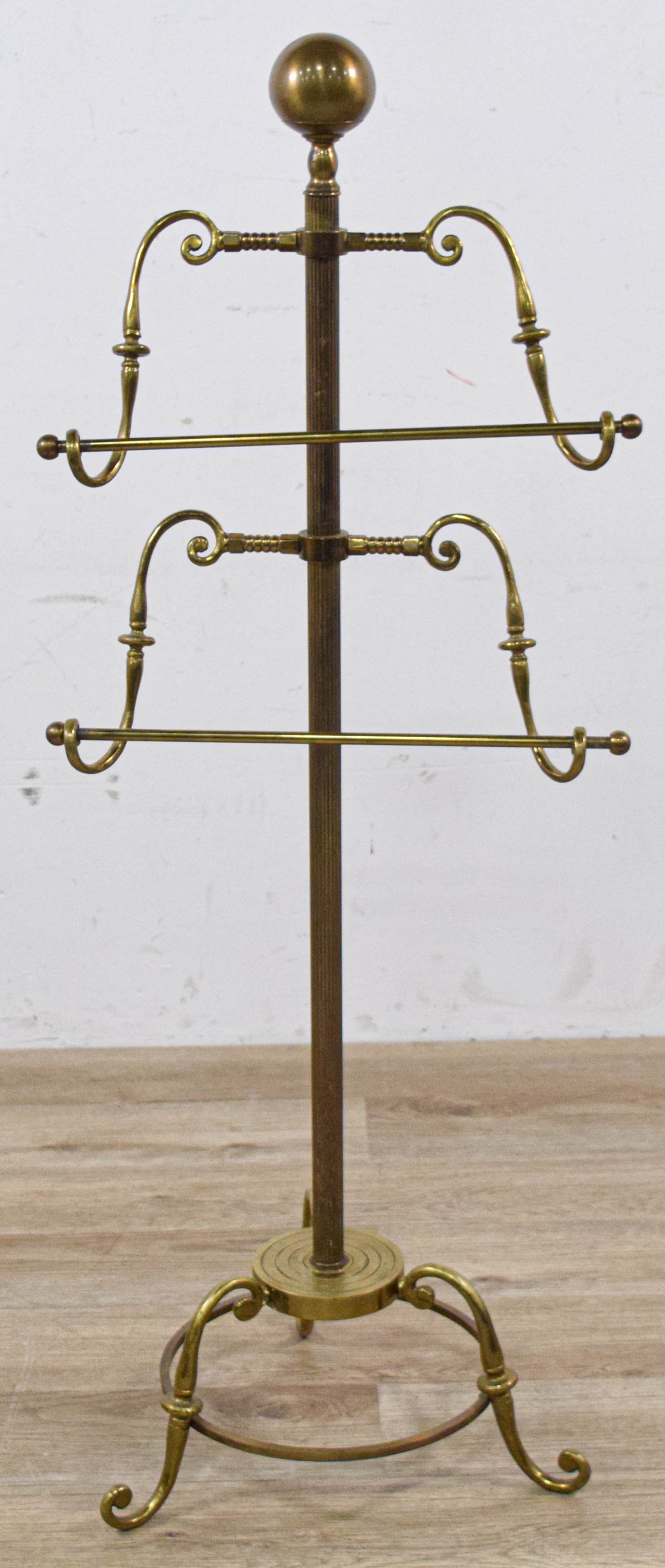 Victorian Brass Adjustable Standing Towel Rack (1 of 9)