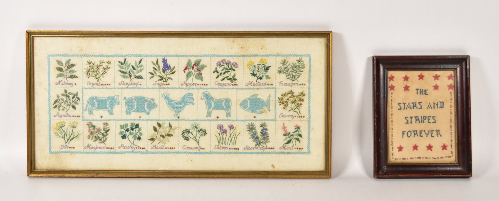 Two Early Framed Needlework Samplers (1 of 11)