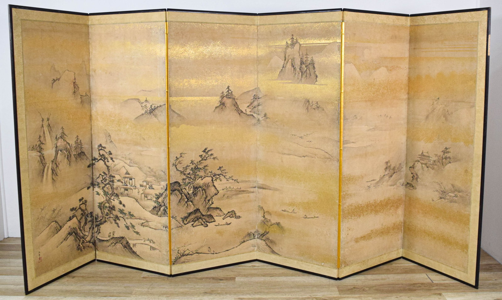 Signed Shoso Ink and Pigment on Paper 6 Panel Folding Screen (1 of 15)