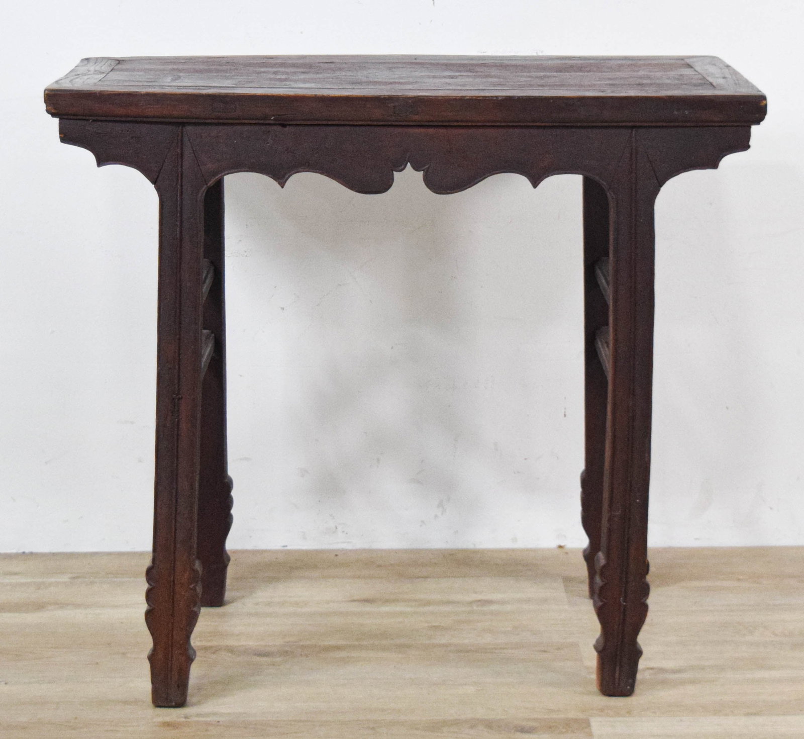 Chinese Provincial Style Hardwood Console Table: From the Woodstock, New York estate of music manager Albert Grossman, best known for managing artists including Bob Dylan, Janis Joplin, The Band, and Peter, Paul and Mary. Chinese provincial style