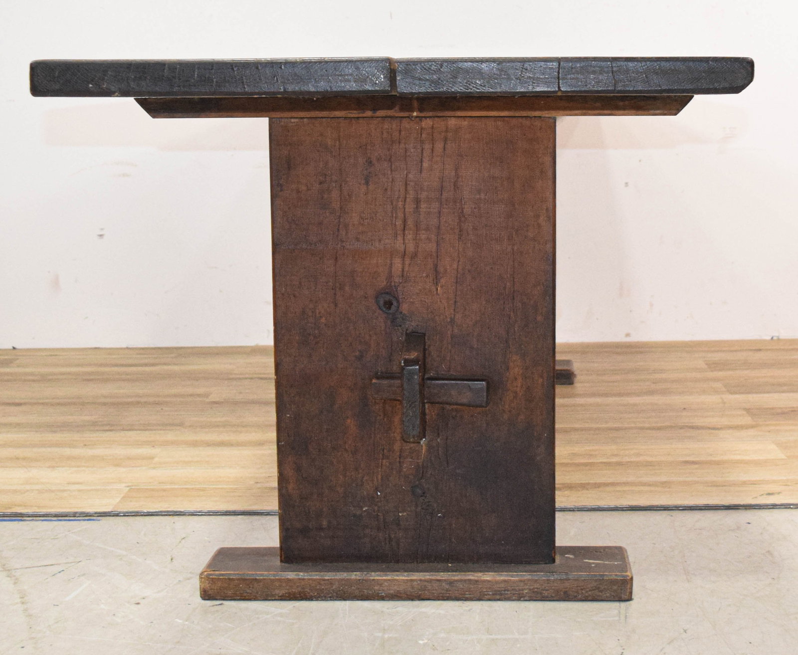 Large Primitive Two-Plank Trestle Dining Table - 6